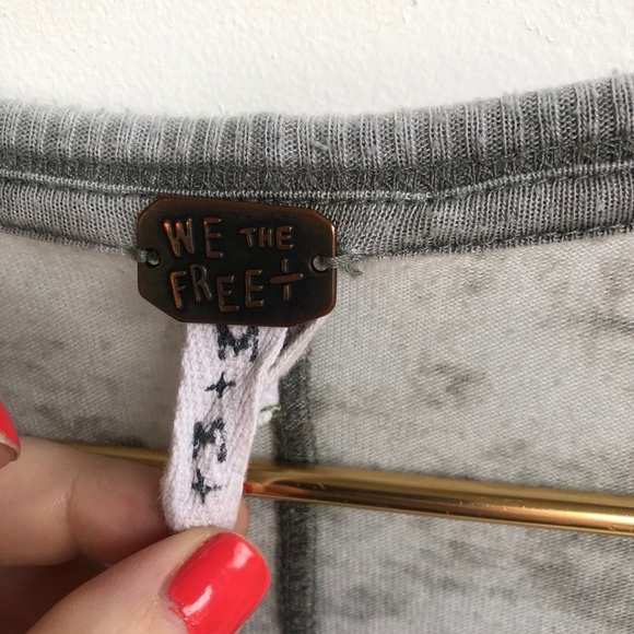 Free People Gray Camo Scoop Neck Top - Picture 2 of 3